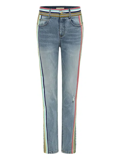 Hellessy Reece Striped-panel Jeans In Blue