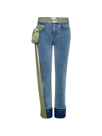 Hellessy Rin Velvet-trim Jeans In Blue