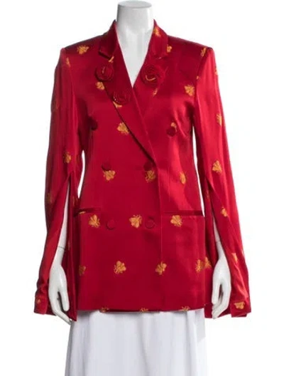 Pre-owned Hellessy Satin Graphic Print Blazer In Red