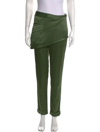 Pre-owned Hellessy Satin Straight Leg Pants In Green