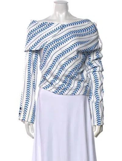 Pre-owned Hellessy Satin Striped Blouse In White
