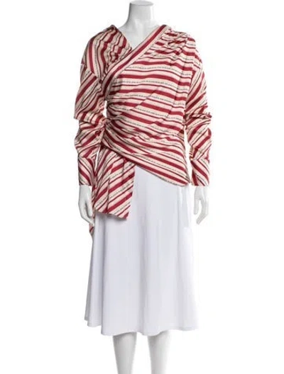 Pre-owned Hellessy Satin Striped Top In Red