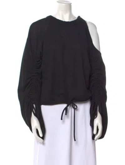 Pre-owned Hellessy Scoop Neck Long Sleeve Top In Black