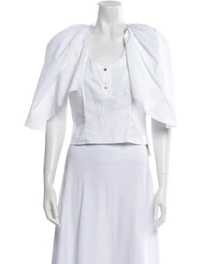 Pre-owned Hellessy Scoop Neck Short Sleeve Crop Top In White