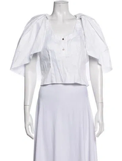 Pre-owned Hellessy Scoop Neck Short Sleeve Crop Top In White