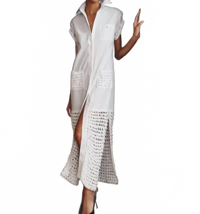 Hellessy Sidney Shirt Dress With Crochet Skirt In White