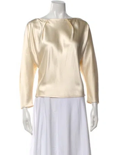 Pre-owned Hellessy Silk Bateau Neckline Top In Neutral