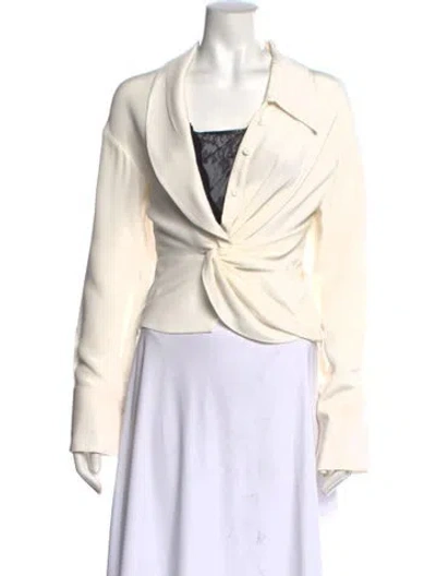 Pre-owned Hellessy Silk Cowl Neck Crop Top In White