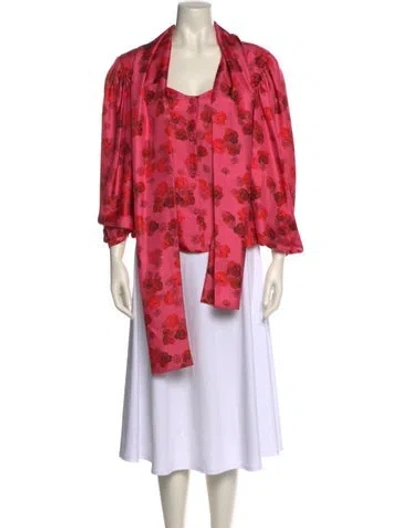 Pre-owned Hellessy Silk Floral Print Blouse In Pink