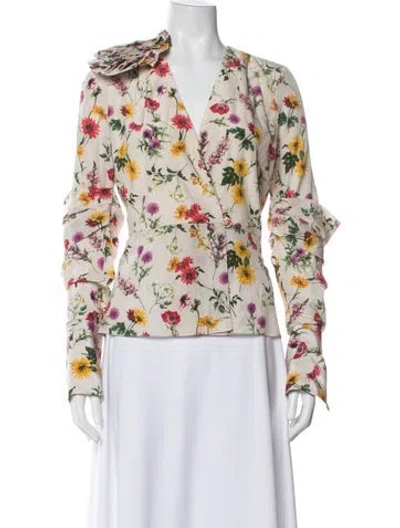 Pre-owned Hellessy Silk Floral Print Jacket In Neutral