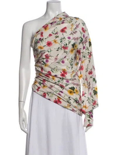 Pre-owned Hellessy Silk Floral Print Top In Grey