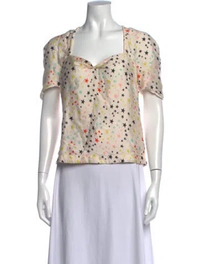 Pre-owned Hellessy Silk Graphic Print Top In Multicolor