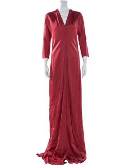 Pre-owned Hellessy Silk Long Dress In Red