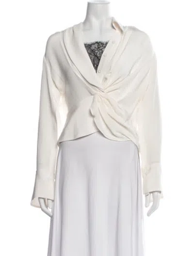 Pre-owned Hellessy Silk Long Sleeve Button-up Top In White