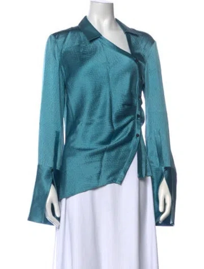 Pre-owned Hellessy Silk Long Sleeve Top In Blue