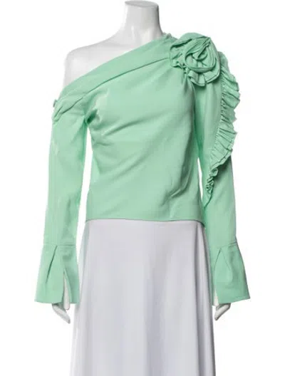 Pre-owned Hellessy Silk One-shoulder Top In Green