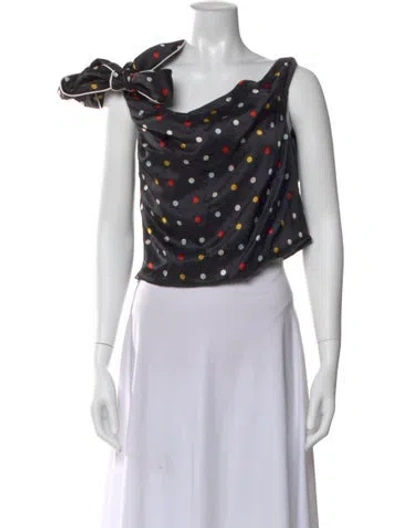 Pre-owned Hellessy Silk Polka Dot Print Top In White