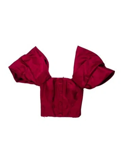 Pre-owned Hellessy Silk Square Neckline Top In Red