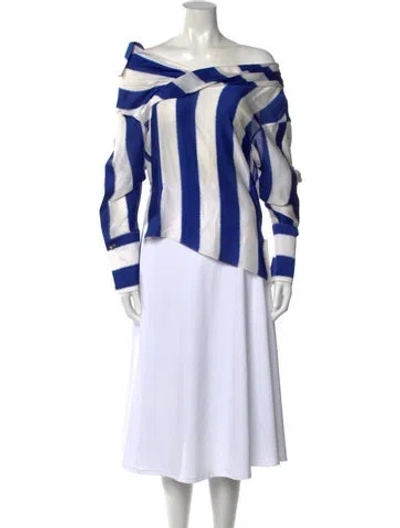 Pre-owned Hellessy Silk Striped Blouse In Blue