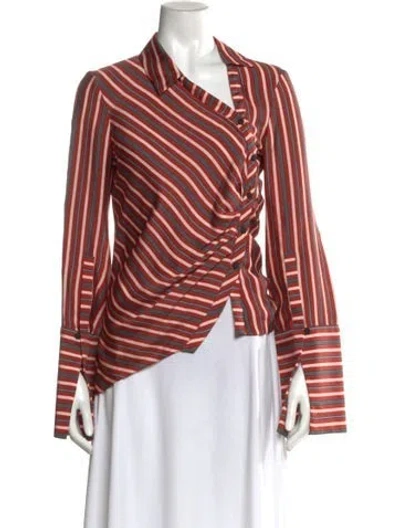 Pre-owned Hellessy Silk Striped Blouse In Red