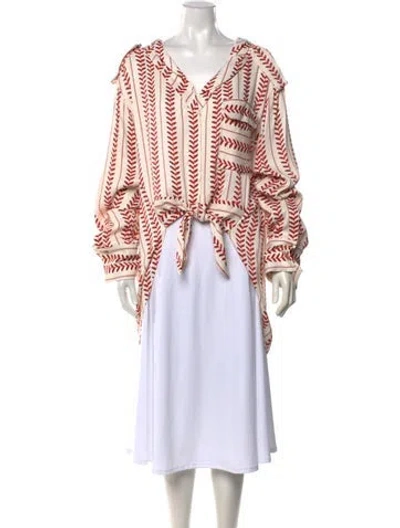 Pre-owned Hellessy Silk Striped Top In Black/neutrals/red