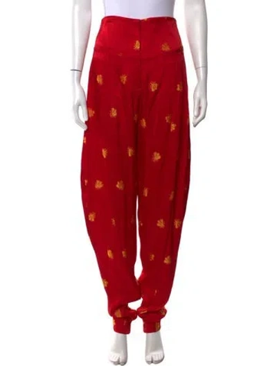 Pre-owned Hellessy Silk Wide Leg Pants In Red