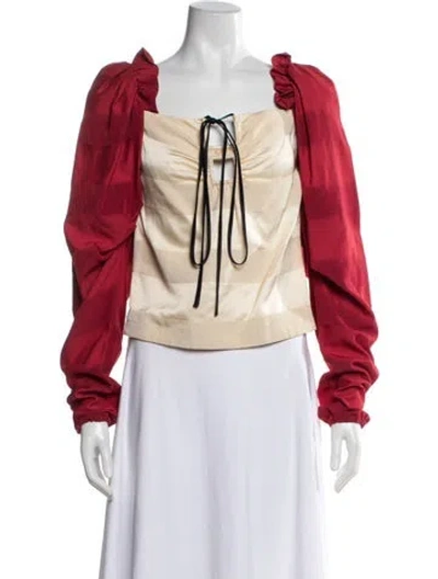 Pre-owned Hellessy Square Neckline Long Sleeve Top In Neutrals