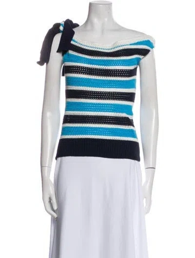 Pre-owned Hellessy Striped Asymmetrical Top In Blue