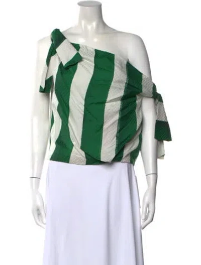 Pre-owned Hellessy Striped Asymmetrical Top In Green