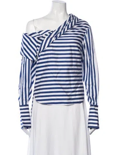 Pre-owned Hellessy Striped Asymmetrical Top W/ Tags In Blue
