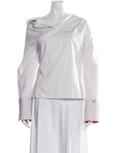 Pre-owned Hellessy Striped Asymmetrical Top In White