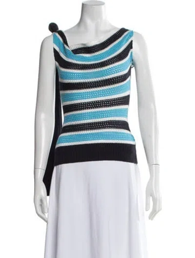 Pre-owned Hellessy Striped Cowl Neck Top In Blue