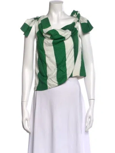 Pre-owned Hellessy Striped Cowl Neck Top In Green