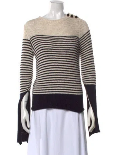 Pre-owned Hellessy Striped Crew Neck Sweater In Black/neutrals