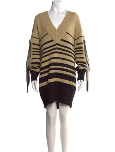 Pre-owned Hellessy Striped Mini Dress In Brown