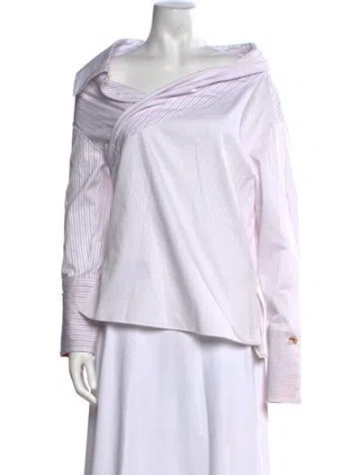 Pre-owned Hellessy Striped Off-the-shoulder Blouse In Grey