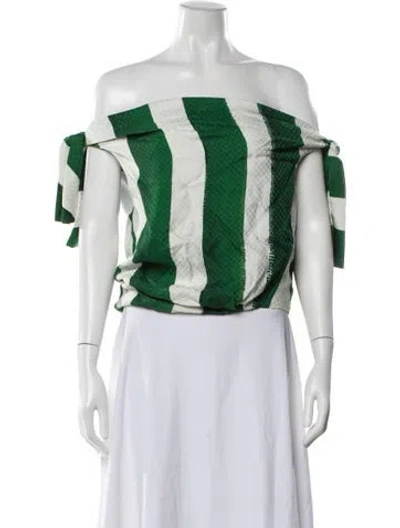 Pre-owned Hellessy Striped Off-the-shoulder Top In Green