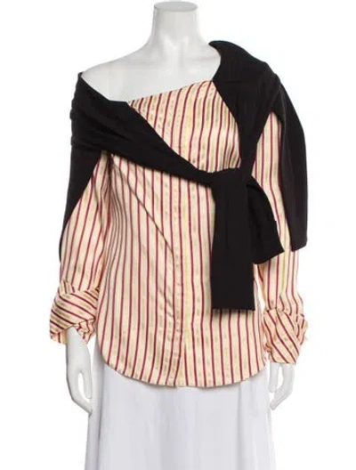Pre-owned Hellessy Striped Off-the-shoulder Top In Neutrals