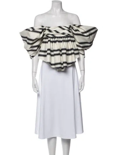 Pre-owned Hellessy Striped Off-the-shoulder Top In Neutrals