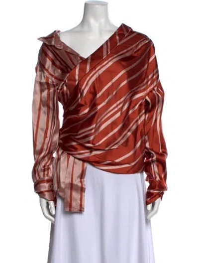 Pre-owned Hellessy Striped Off-the-shoulder Top In Orange
