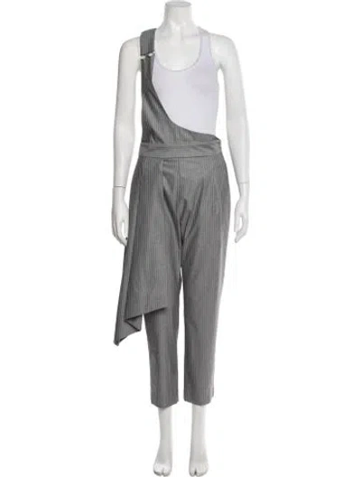 Pre-owned Hellessy Striped Straight Leg Pants In Grey