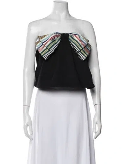 Pre-owned Hellessy Striped Strapless Crop Top In Black