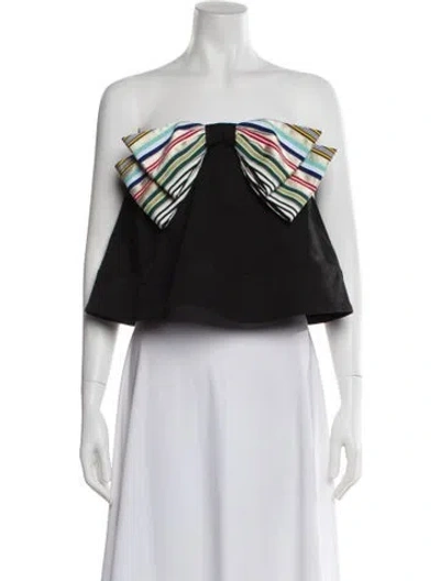 Pre-owned Hellessy Striped Strapless Crop Top W/ Tags In Black