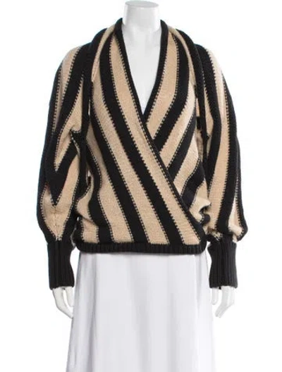 Pre-owned Hellessy Striped V-neck Sweater In Neutral
