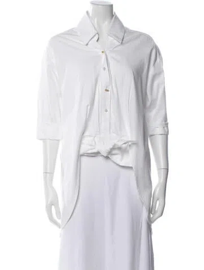 Pre-owned Hellessy Three-quarter Sleeve Button-up Top In White