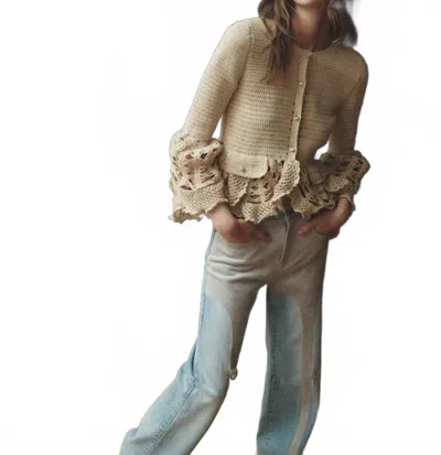 Hellessy Uma Crochet Cardigan In Sand In Beige