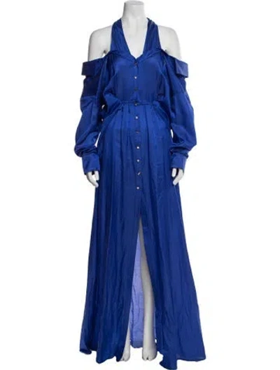 Pre-owned Hellessy V-neck Long Dress In Blue