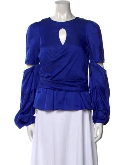 Pre-owned Hellessy V-neck Long Sleeve Top In Blue