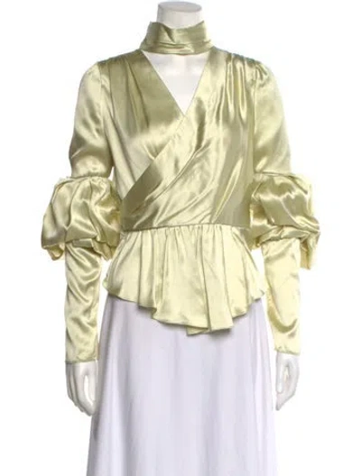 Pre-owned Hellessy V-neck Long Sleeve Top In Green