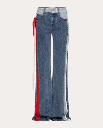 Hellessy Women's Ben Satin Ribbon Straight-leg Jeans In Multi
